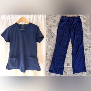 HH Works SET Rebecca Scrub Pants & Matching Top Navy Size S